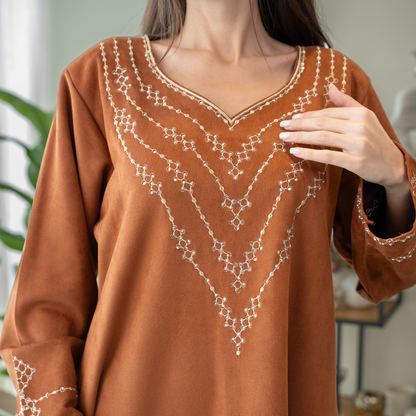 Elegant winter jalabiya with a distinctive modern design - 4548