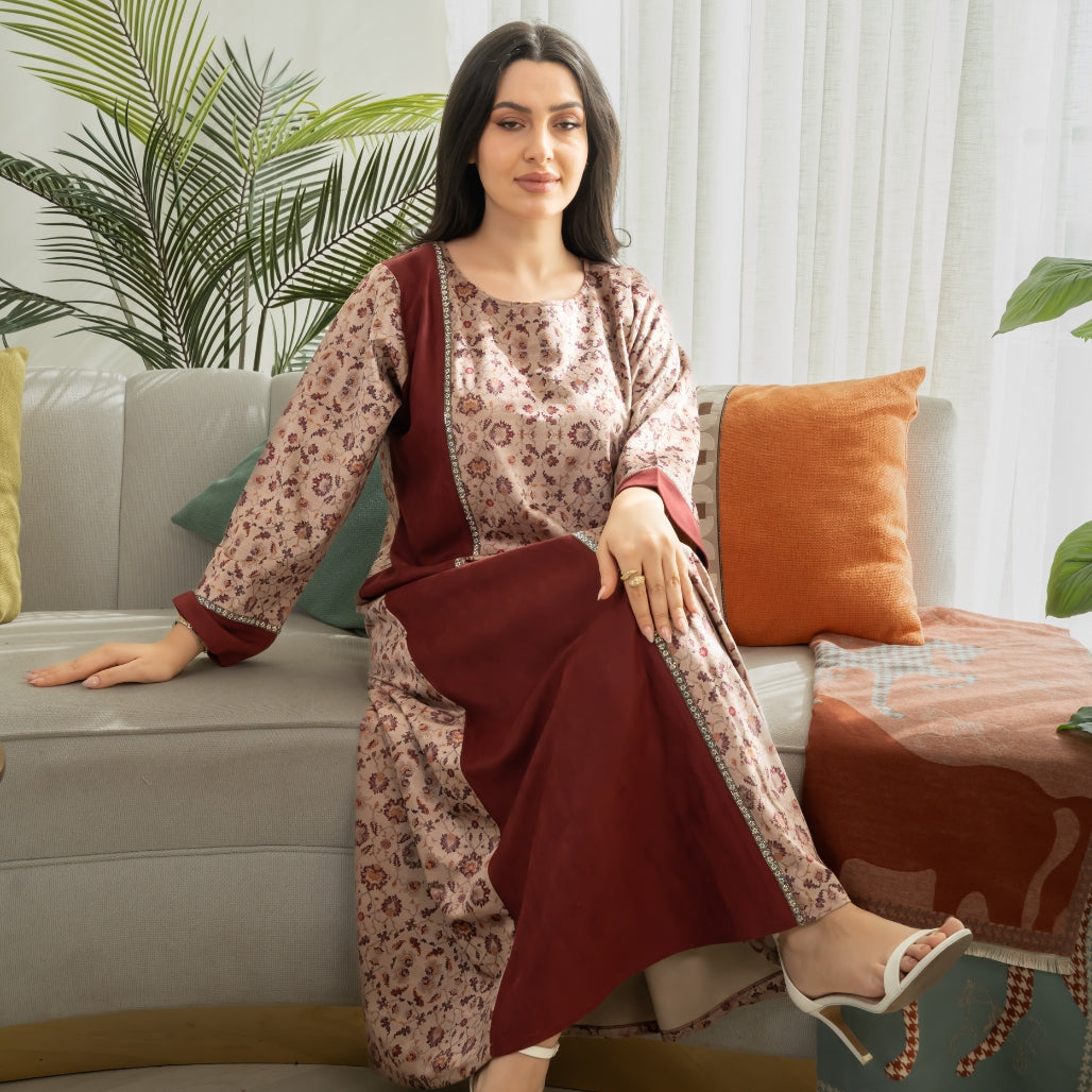 Elegant winter jalabiya with a distinctive modern design - 4598