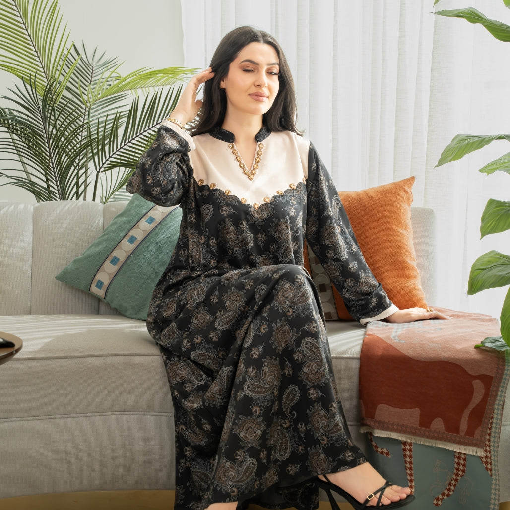 Elegant winter jalabiya with a distinctive modern design - 4601