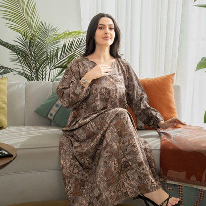 Elegant winter jalabiya with a distinctive modern design - 4599