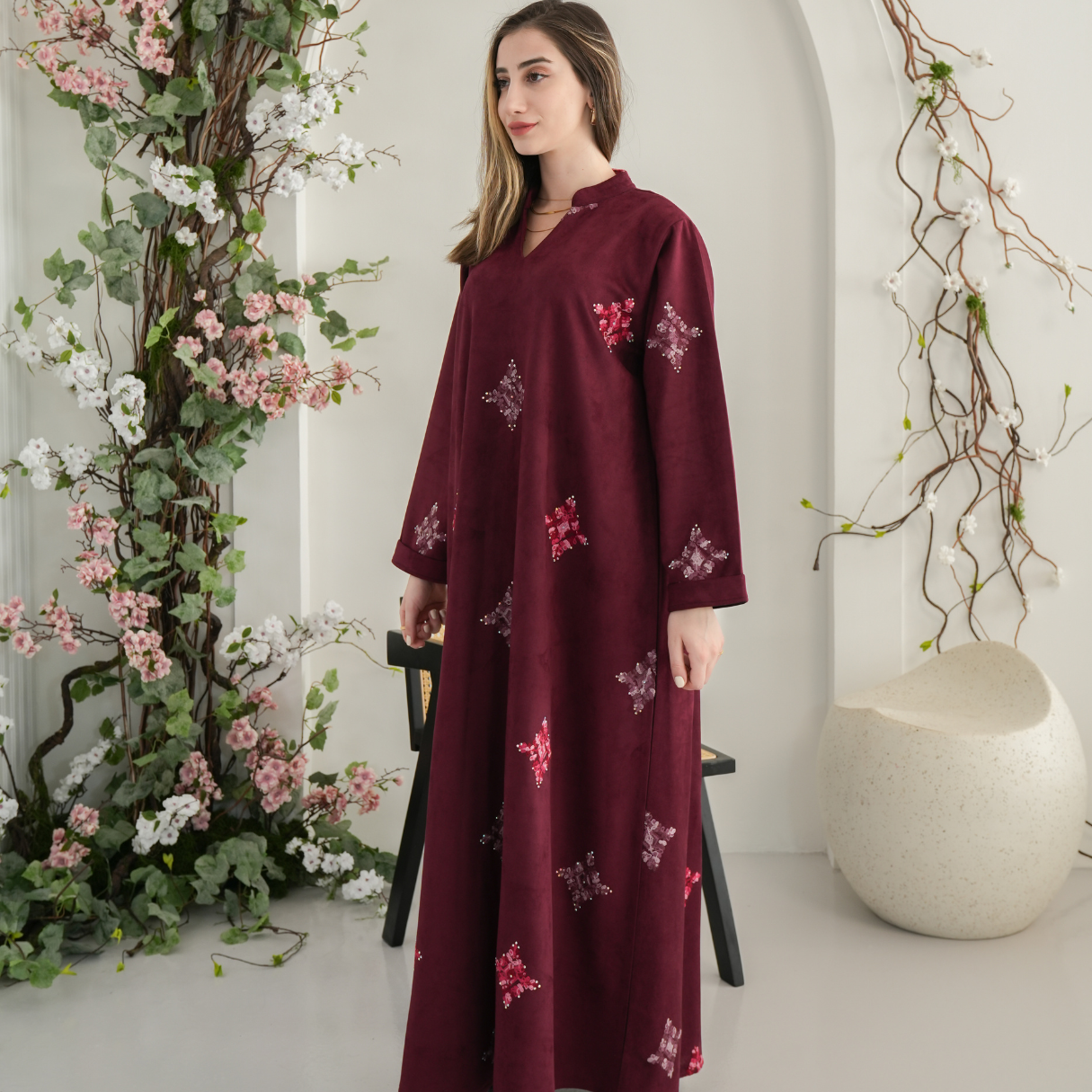Elegant winter jalabiya with a distinctive modern design - 4622