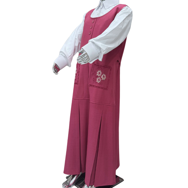 Saudi Girls’ School Uniform – Pink Jumper with White Shirt (Style - three)