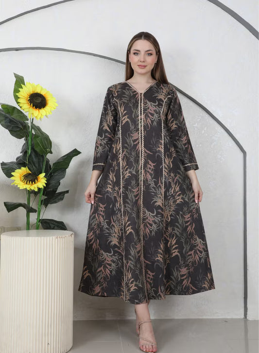BintAlBilad Saudi Winter Jalabiya For Women Premium Collection Luxury Designs - 4187