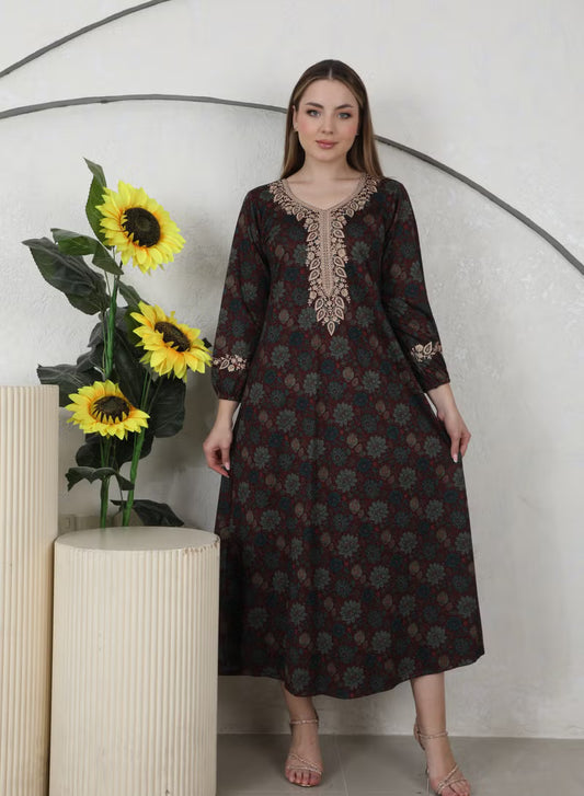 BintAlBilad Saudi Winter Jalabiya For Women Premium Collection Luxury Designs - 4197